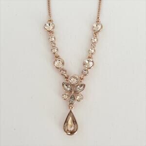 GIVENCHY Crystal Rose Gold Pear Y Drop Necklace Pendant
